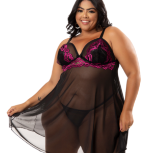 Camisola Sensual em Tule Plus Size